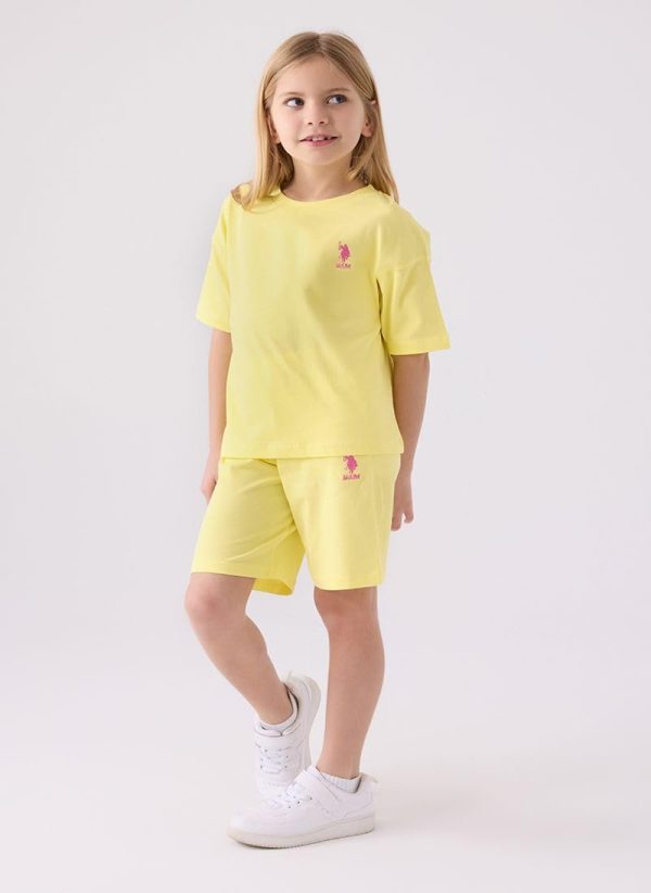 ⁦U.S. POLO ASSN. Girls Yellow Bermuda Set⁩ - الصورة ⁦2⁩