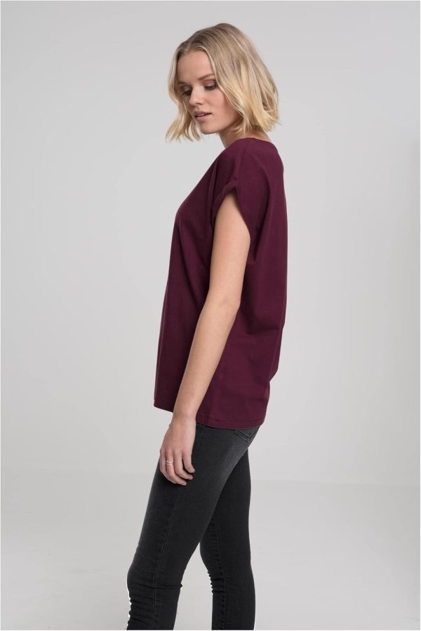⁦Urban Classics Womens Ladies Extended Shoulder Tee Basic T-Shirt with Capsleeves, Shortsleeve T-Shirt Top with Crew Neck (pack of 1)⁩ - الصورة ⁦12⁩