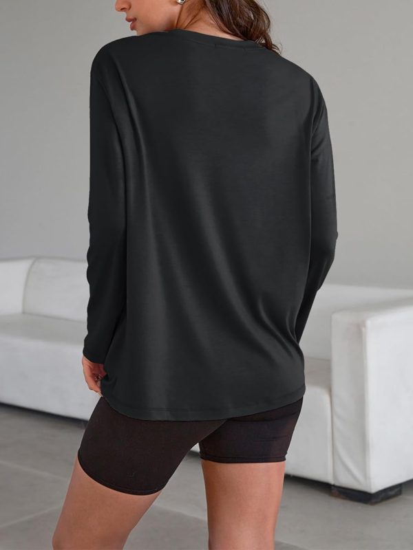 ⁦Trendy Queen Womens Oversized Long Sleeve T Shirts 2025 Basic Crewneck Tee Fall Tops Casual Workout Y2K Clothes⁩ - الصورة ⁦4⁩