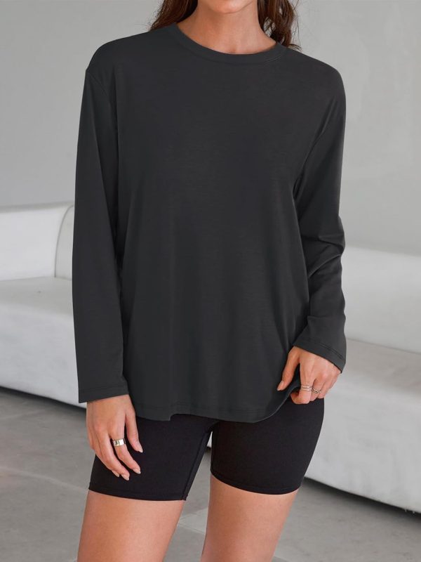 ⁦Trendy Queen Womens Oversized Long Sleeve T Shirts 2025 Basic Crewneck Tee Fall Tops Casual Workout Y2K Clothes⁩ - الصورة ⁦5⁩
