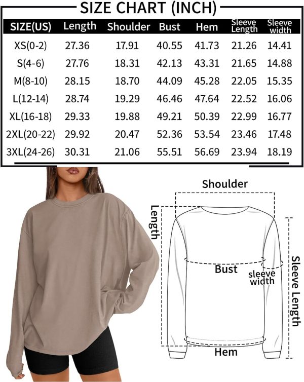⁦Trendy Queen Womens Oversized Long Sleeve T Shirts 2025 Basic Crewneck Tee Fall Tops Casual Workout Y2K Clothes⁩ - الصورة ⁦6⁩
