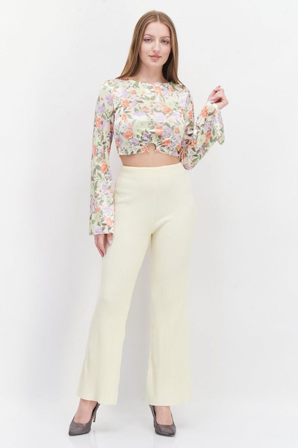 ⁦River Island Women Boat Neck Long Sleeve Floral Print Blouse Top 6 (S) Green⁩ - الصورة ⁦4⁩