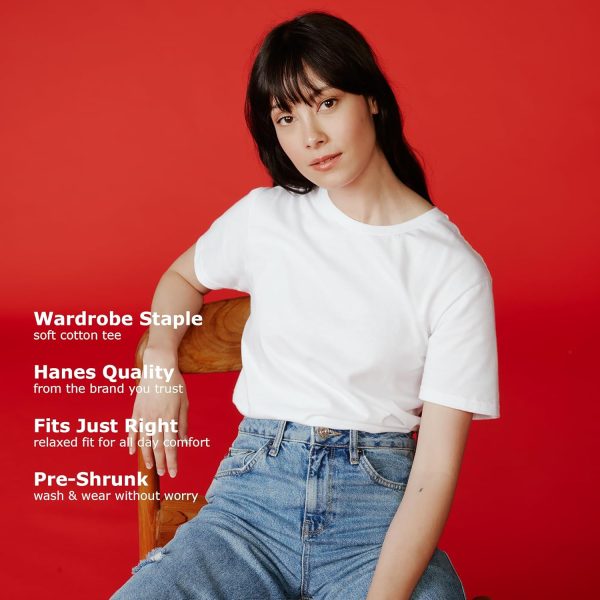 ⁦Hanes Women's Perfect-T Short Sleeve Cotton Crewneck T-Shirt⁩ - الصورة ⁦5⁩