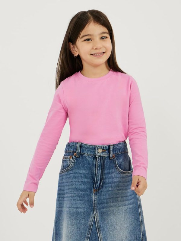 ⁦Styli Girls Solid Round Neck T-Shirt⁩ - الصورة ⁦2⁩