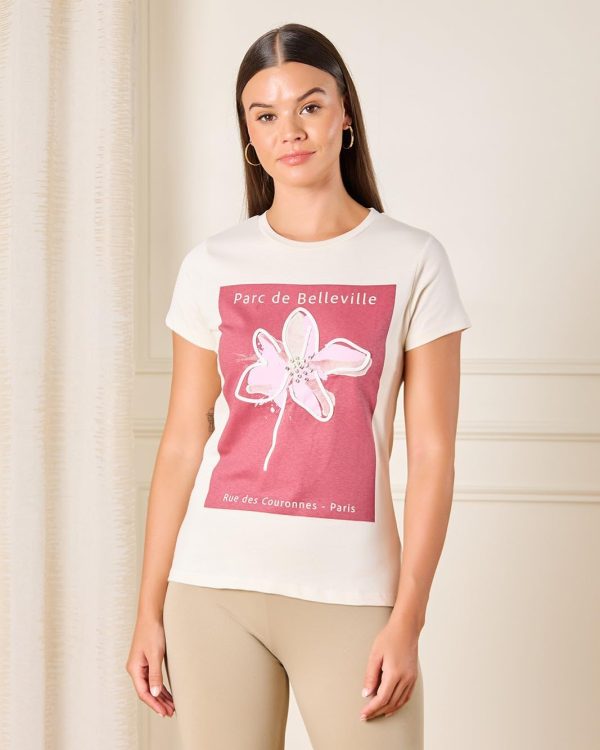 ⁦REDTAG Women Floral Printed T-Shirt⁩ - الصورة ⁦2⁩