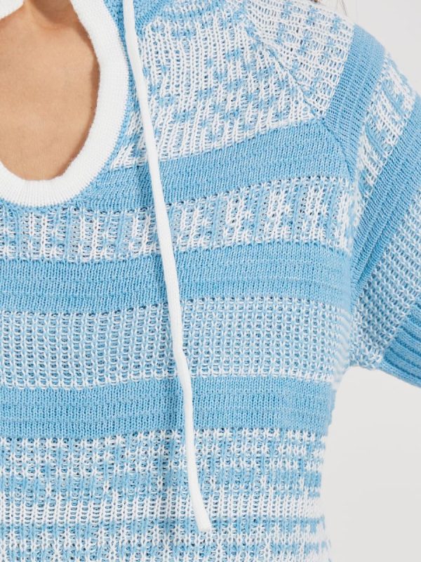 ⁦Styli Women Tie-Up Neck Patterned Knit Top⁩ - الصورة ⁦3⁩
