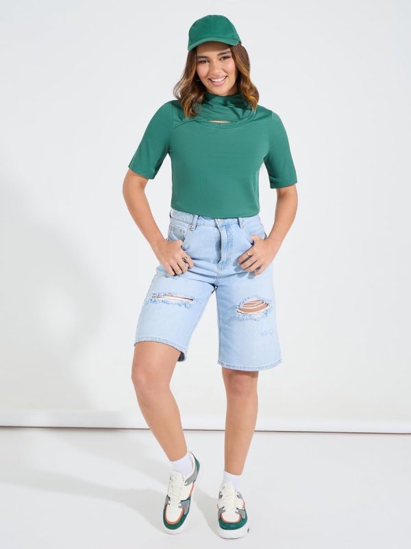 ⁦Styli Women 7008883213 Rib Cut-Out Detail Knit Top⁩ - الصورة ⁦2⁩