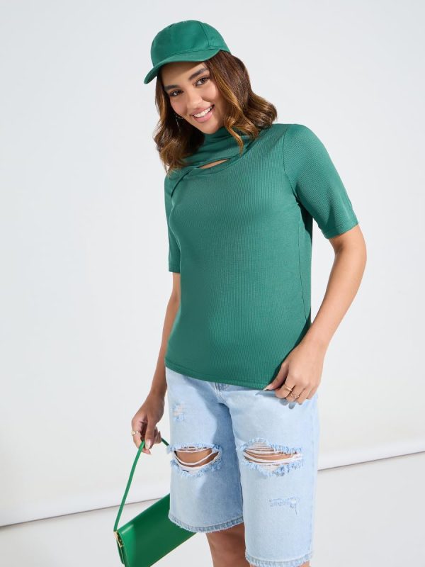 ⁦Styli Women 7008883213 Rib Cut-Out Detail Knit Top⁩ - الصورة ⁦4⁩