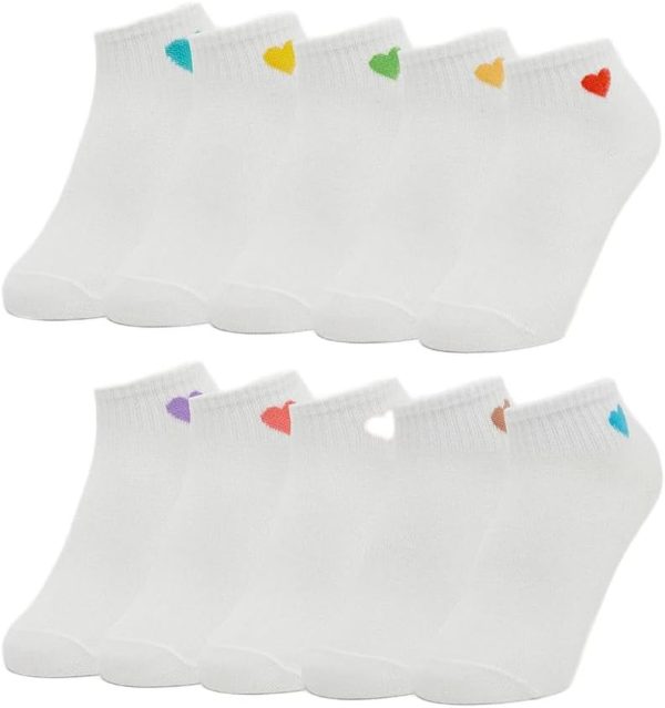 Styli Girls Set Of 10 - Heart Embroidered Socks