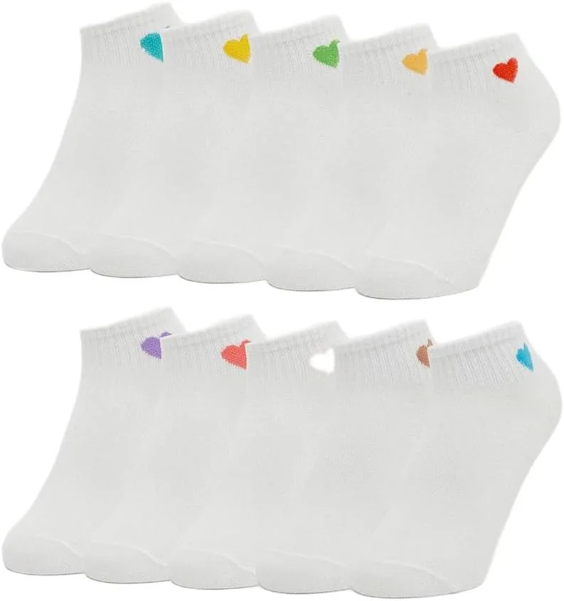 Styli Girls Set Of 10 - Heart Embroidered Socks