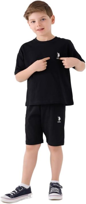 U.S. POLO ASSN. Boys Black Bermuda Set