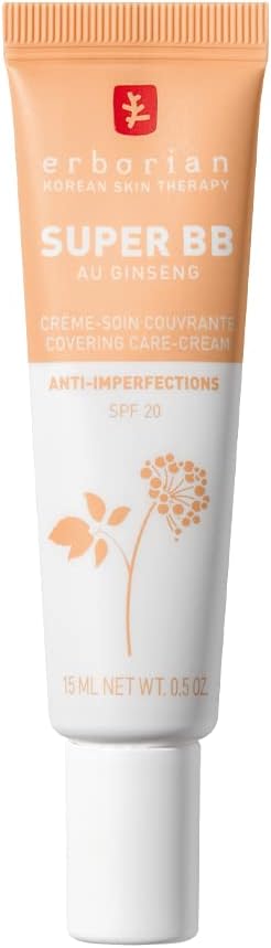 Erborian Super BB Cream with Ginseng - Full coverage BB cream for acne prone skin - Doré 15ML