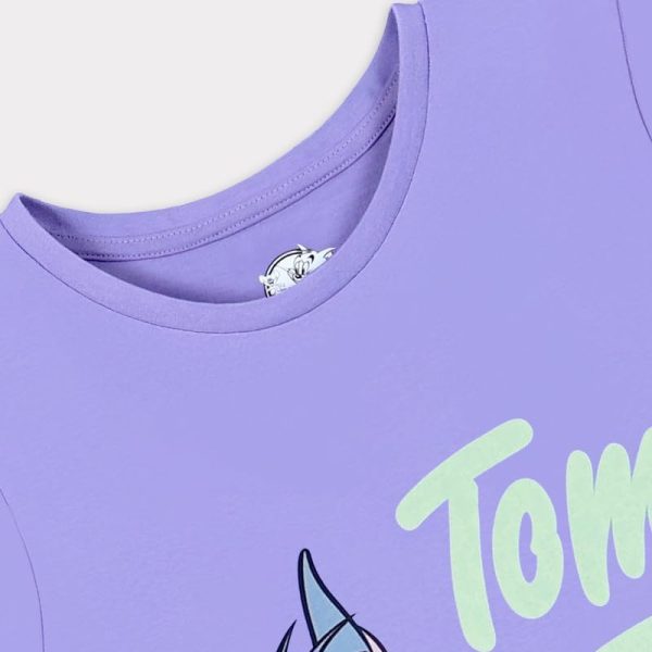 ⁦Warner Bros Girls Warner Bros. Tom & Jerry Kids Girls Short Sleeves T-Shirt Western (pack of 1)⁩ - الصورة ⁦4⁩