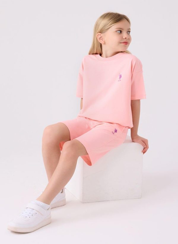⁦U.S. POLO ASSN. Girls Bambu Bermuda Set US1850-C-V22 5-6 Years Green⁩ - الصورة ⁦4⁩