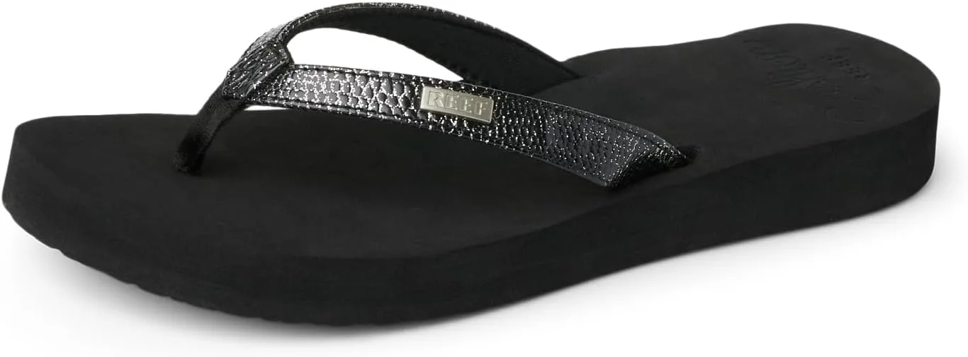 Reef Women's Star Sassy Sandal, Black/Silver, 5