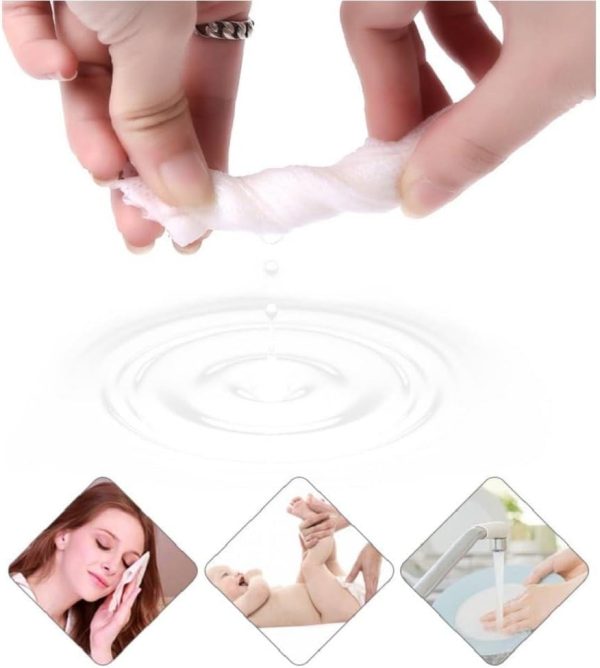 ⁦KASTWAVE Disposable Face Towel for Dry and Wet Use, 100% Cotton Facial Tissue, Ultra Thicked Facial Cleansing Towels, Multi-Purpose Dry Wipes for Makeup Removing, Sensitive | Baby Skincare⁩ - الصورة ⁦3⁩