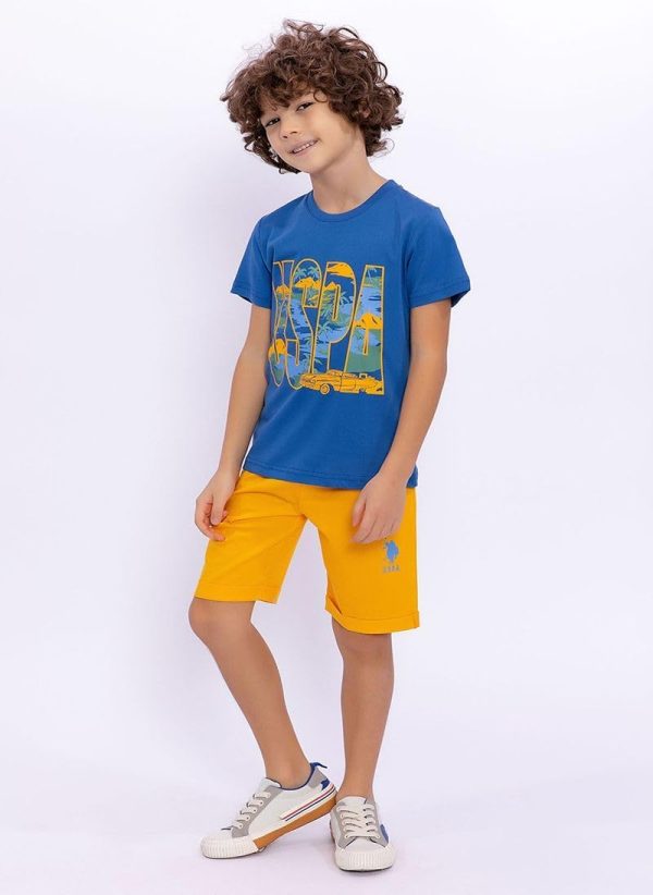⁦U.S. POLO ASSN. Boys Cobalt Bermuda Set⁩ - الصورة ⁦3⁩