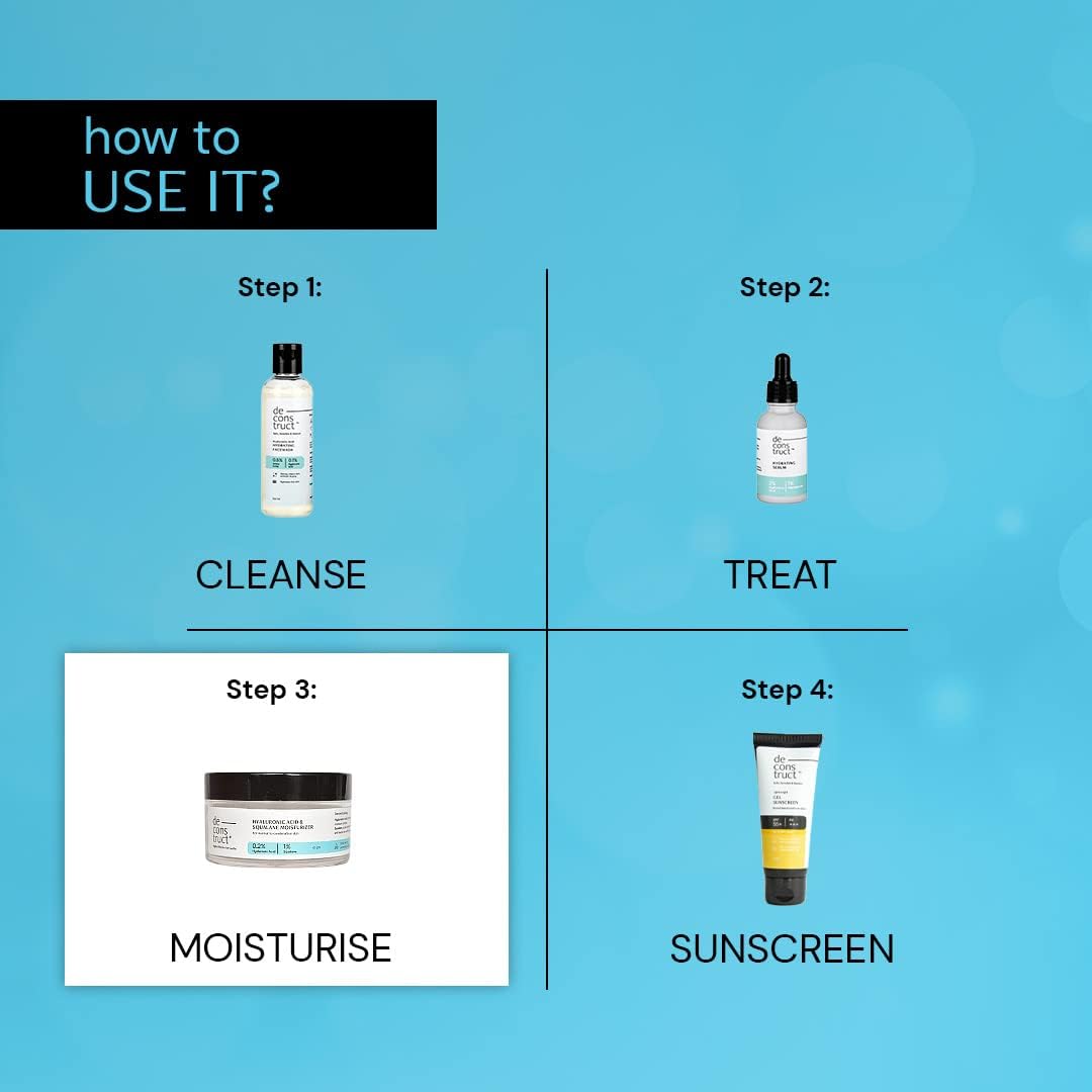 Deconstruct Hyaluronic Acid & Squalane Moisturizer - 0.2% Hyaluronic acid 1% Squalane | Lightweight moisturiser | For long lasting & non-greasy hydration | 50 gm 3 Deconstruct Hyaluronic Acid & Squalane Moisturizer - 0.2% Hyaluronic acid 1% Squalane | Lightweight moisturiser | For long lasting & non-greasy hydration | 50 gm - الصورة 3