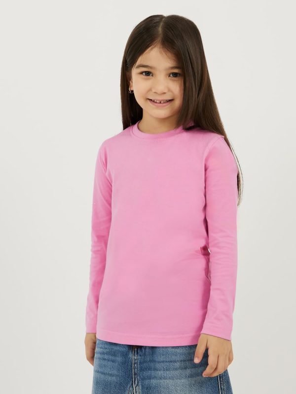 ⁦Styli Girls Solid Round Neck T-Shirt⁩ - الصورة ⁦4⁩