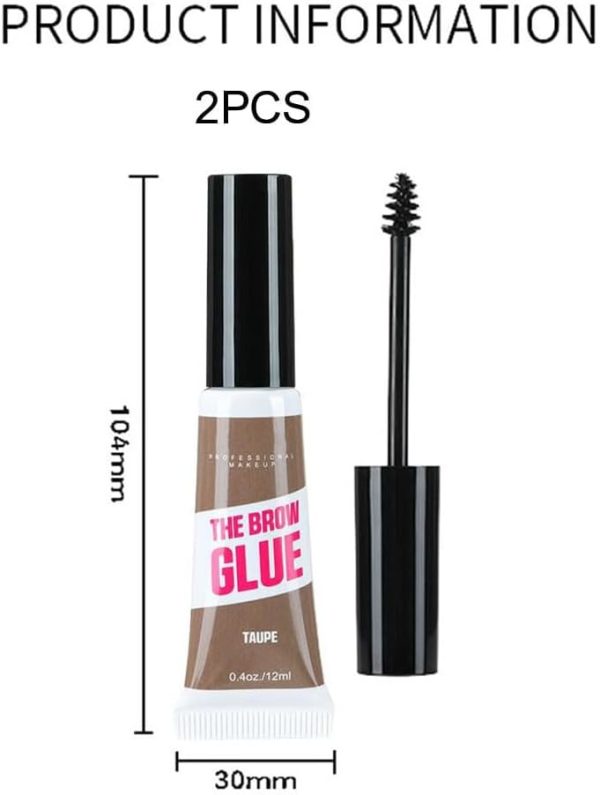 ⁦2 Pcs Tinted Thickening Brow Mascara, Brow Fast Sculpt,Waterproof, Transfer Proof, Brush to Fill in Eyebrows and Cover Gray Hairs, Light Medium Brown, 02 Taupe⁩ - الصورة ⁦4⁩