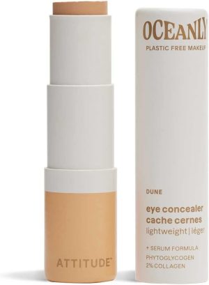 ATTITUDE Oceanly Plastic-Free Light Coverage Under Eye Concealer Stick, Titanium Dioxide-Free, EWG Verified, Vegan & Cruelty-free Makeup, Dune, 5.7 grams