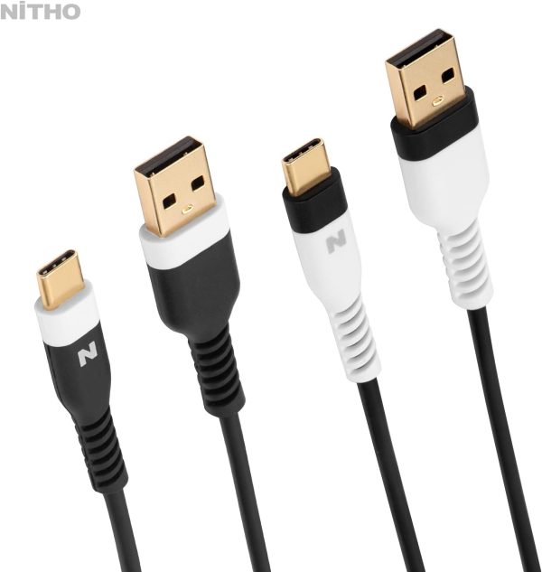 ⁦NiTHO Set Of 2 Charge and Play Cables Compatible with Playstation 5, Xbox Series X/S Controllers and Devices with Type C Interfaces, 4 Meters Extra Long Type-C Charger Cable (2 Cables, White)⁩ - الصورة ⁦6⁩