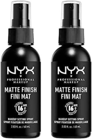 NYX Professional Makeup Setting Spray, Long Lasting Formula, Vegan, Matte Finish, Pack of 2, 60 ml