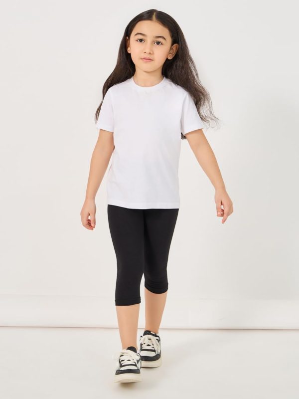 ⁦Styli Girls Elastic Waistband Basic Capri Length Leggings⁩ - الصورة ⁦3⁩