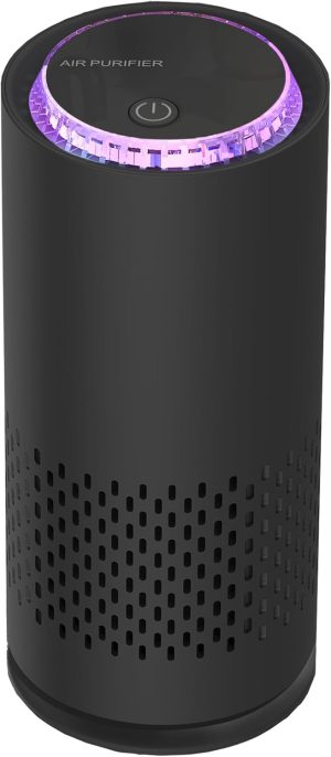 VorsiPro Portable Car Air Purifier, Air Filter with LED Night Light, Air Purifiers with usb Charge for Bedroom Home, Small Mini Air Purifier for Traveling Filter Cleans Air (Black)