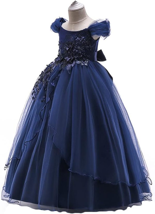 ⁦Off Shoulder Flower Girls Long Dress Wedding Party Prom Ball Gowns Bridesmaid Dresses⁩ - الصورة ⁦3⁩