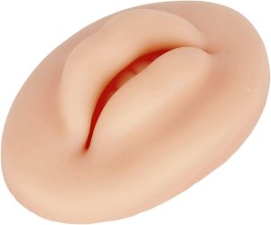 BROLEO Fake Lips, 3D Silicone Lips Easy to Use Widely Used Soft for Training for Embroidery Beginners (Dark Skin Color)