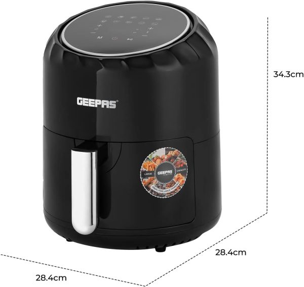 ⁦Geepas GAF37512 1350W Digital Air Fryer, 3.2 Liter Capacity, Black⁩ - الصورة ⁦8⁩