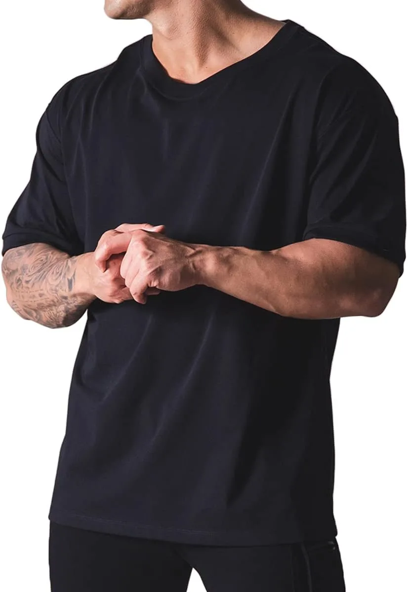 Magiftbox Workout Shirts Short Sleeve Oversized Hipster Loose Gym Shirts Basketball Hip-hop Street Style T-Shirts for Men T44