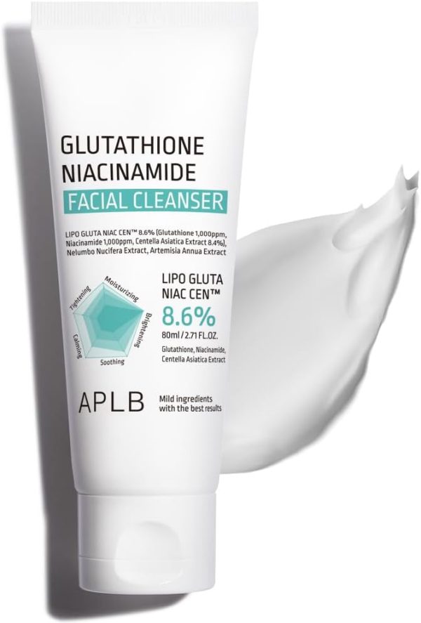 APLB Glutathione Niacinamide Facial Cleanser | LIPO GLUTA NIAC CEN™ 8.6% 2.71 FL.OZ/Korean Skincare, Cares for Tighten Pores & Sebum, Long lasting nourishment and deep moisture for soft skin
