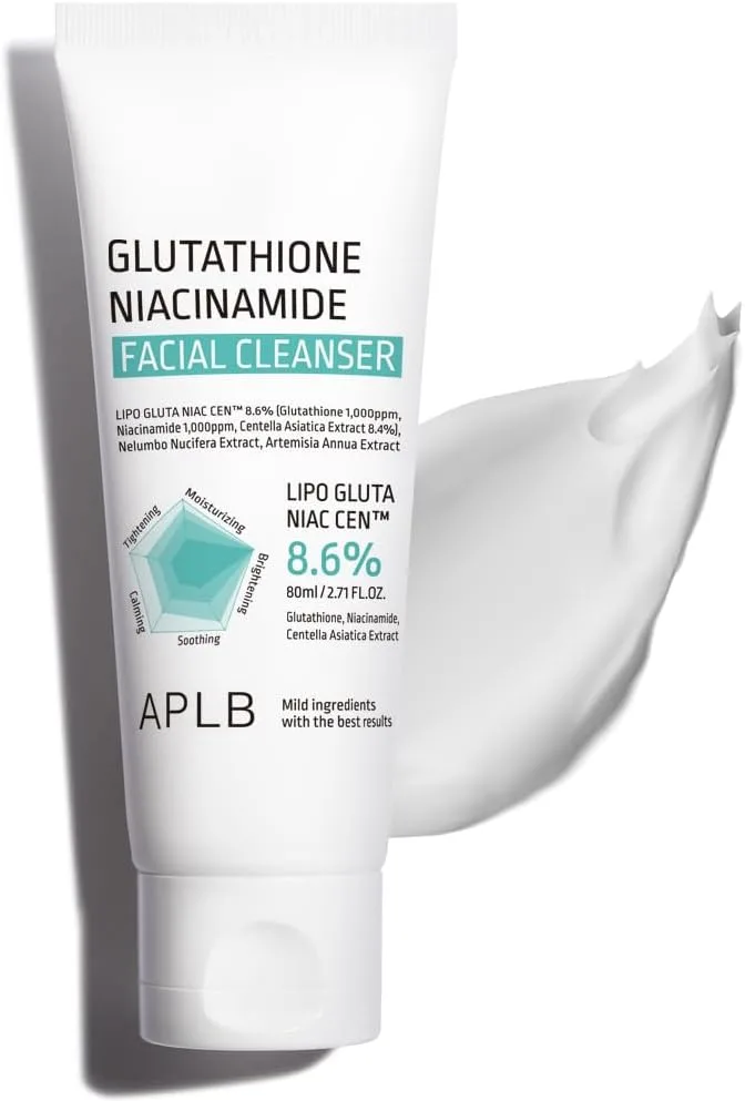 APLB Glutathione Niacinamide Facial Cleanser | LIPO GLUTA NIAC CEN™ 8.6% 2.71 FL.OZ/Korean Skincare, Cares for Tighten Pores & Sebum, Long lasting nourishment and deep moisture for soft skin