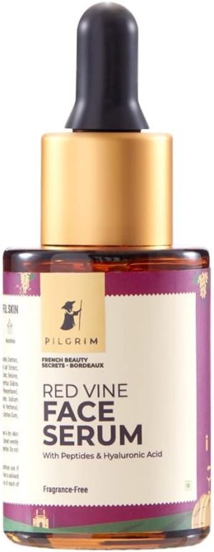 PILGRIM French Red Vine & Hyaluronic acid serum with peptides | Red vine serum for face | Hyaluronic acid serum for face | For women & men | All skin types | 30 ml