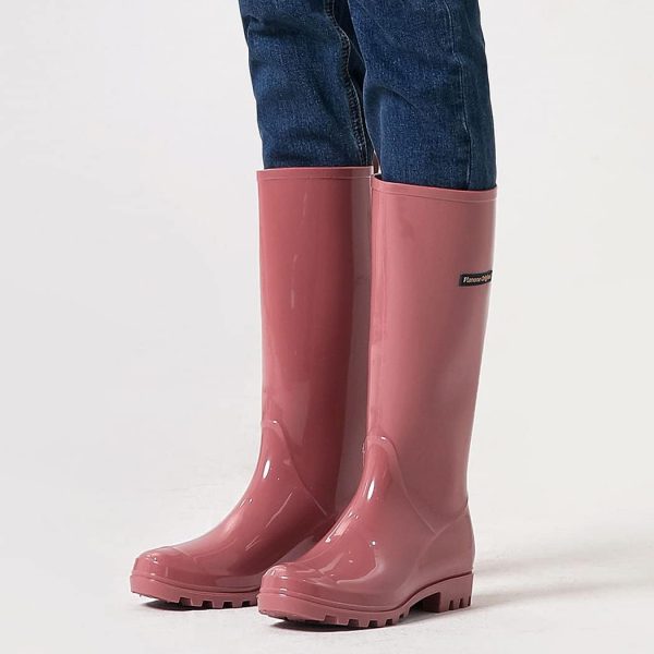 ⁦planone Tall rain Boots for Women and Waterproof Garden Shoes，Anti-Slipping Rainboots for Ladies with Comfortable Insoles，Stylish Light rain Shoes and Outdoor Work Shoes⁩ - الصورة ⁦3⁩