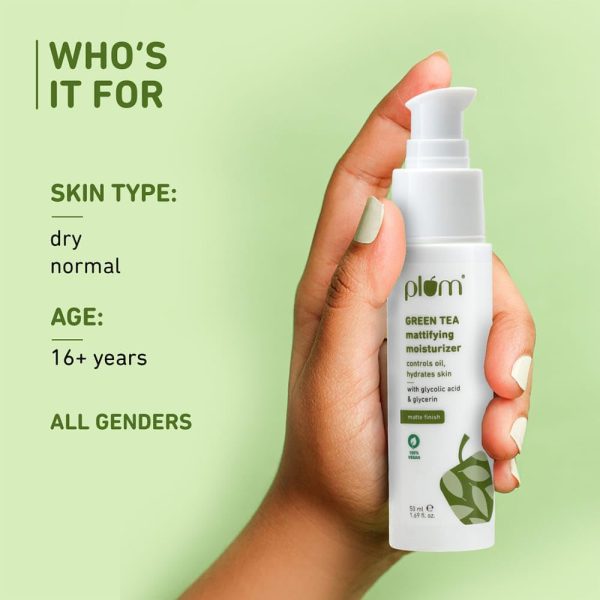⁦Plum Green Tea Mattifying Moisturizer Cream For Face 100% Vegan, 50ml⁩ - الصورة ⁦6⁩