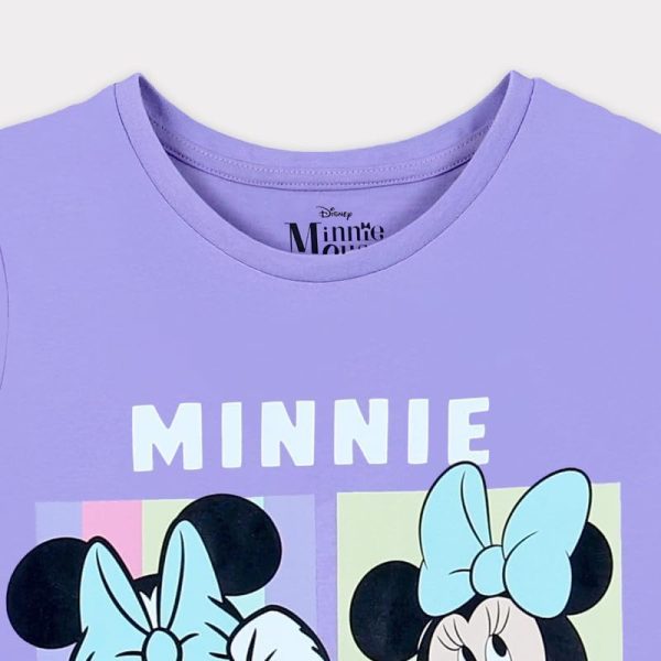 ⁦Disney Girls Disney Minnie Mouse Kids Girls Short Sleeves T-Shirt Western (pack of 1)⁩ - الصورة ⁦3⁩