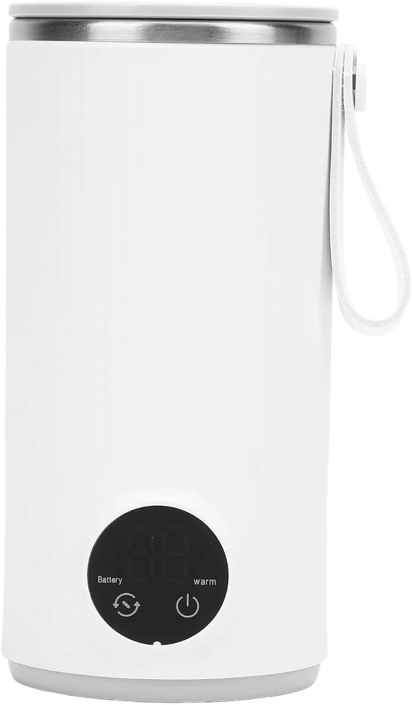 Travel Electric Kettle, 4 Temperature Settings Heated Travel Mug, 400ML Portable Electric Kettle with Built in Rotary Stirrer, 6000mah USB Rechargeable