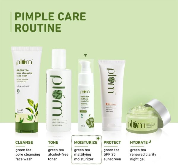 ⁦Plum Green Tea Mattifying Moisturizer Cream For Face 100% Vegan, 50ml⁩ - الصورة ⁦9⁩
