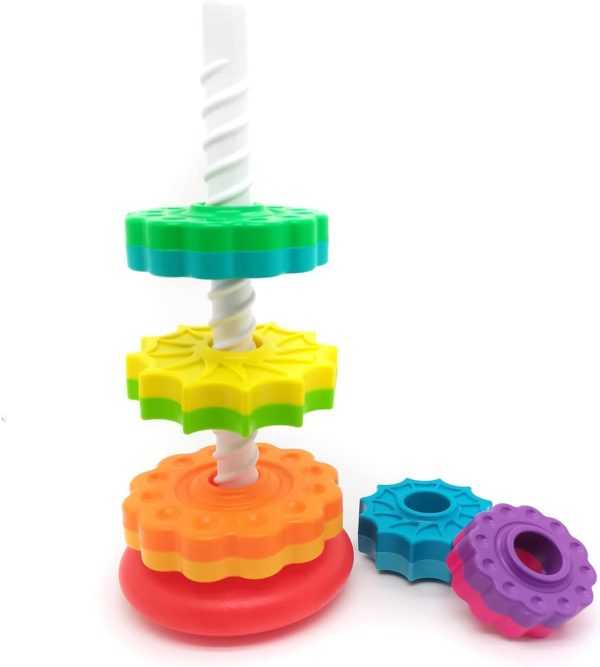 ⁦Paporich Baby Spin Stack Toy, Premium Stacking Toy for Kids, Baby Spinning Toy, Stacking Toy, Educational Toddler Learning Toys, Autism Spin Stack Toys, Rainbow Spinning Wheel Toys for Babies and Todd⁩ - الصورة ⁦7⁩