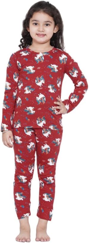 Lauren Smith Girl's Pajama Set Long Sleeve Top with pants 2 Piece Printed Sleepwear Cotton Girls Soft Pjs Lounge Set Kids nightwear sets