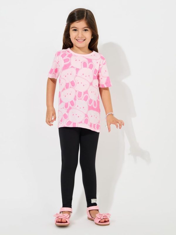 ⁦Styli Girls Patch Detail Elastic Waistband Leggings⁩ - الصورة ⁦3⁩