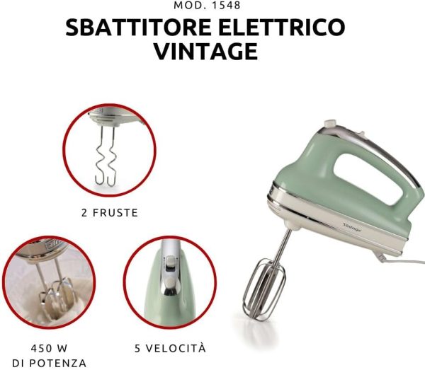 ⁦Ariete Vintage Hand Mixer Green 1548/04⁩ - الصورة ⁦2⁩