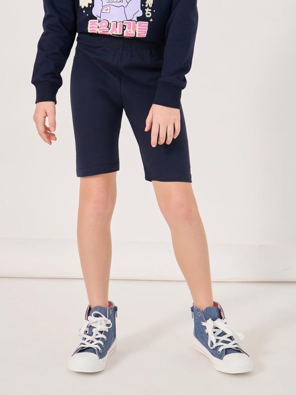 ⁦Styli Girls Solid Shorts With Elastic Waistband⁩ - الصورة ⁦2⁩