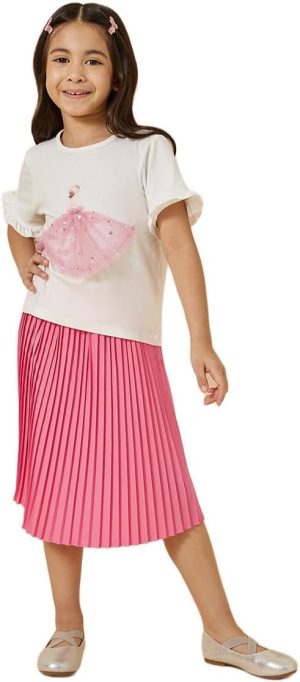 Styli Girls Graphic Print T-Shirt And Skirt Set