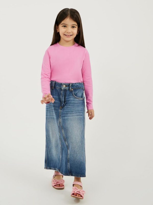 ⁦Styli Girls Solid Round Neck T-Shirt⁩ - الصورة ⁦3⁩