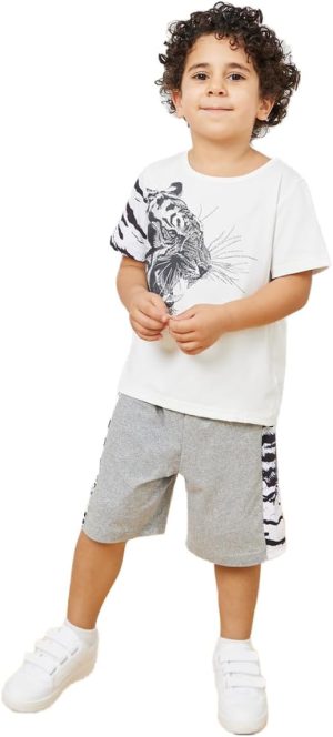 Styli Boys Tiger Graphic Print T-Shirt & Shorts Set