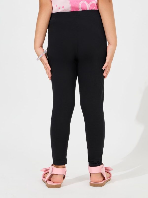 ⁦Styli Girls Patch Detail Elastic Waistband Leggings⁩ - الصورة ⁦5⁩